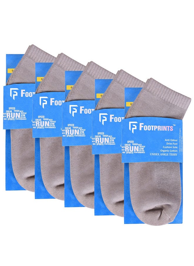 FOOTPRINTS FOOTPRINT 5 Pairs Unisex Anti Odour Organic Cotton Ankle-Length Terry Sports Bamboo Socks - Image 1